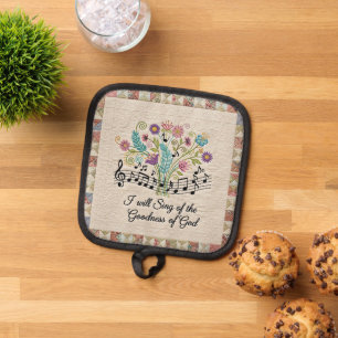 Güte Gottes gesteppter floraler Musik Topflappen