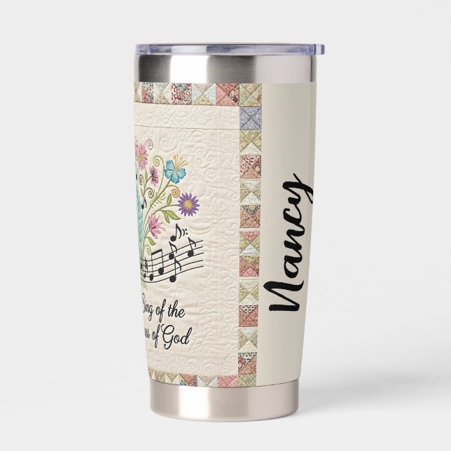Güte Gottes gestepptes Design personalisiert Thermobecher (Links)