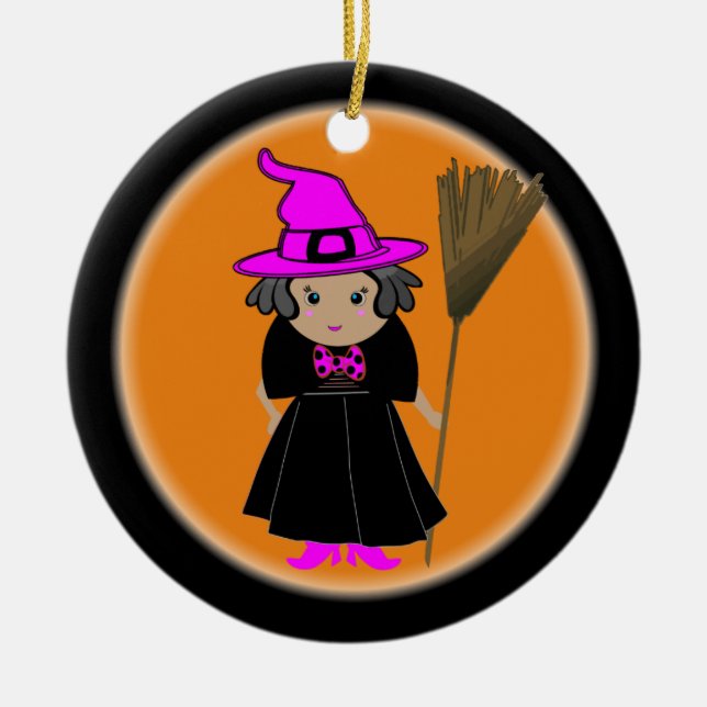 Gute Hexe - Gewohnte Halloween-Baum-Ornamente Keramikornament (Vorne)
