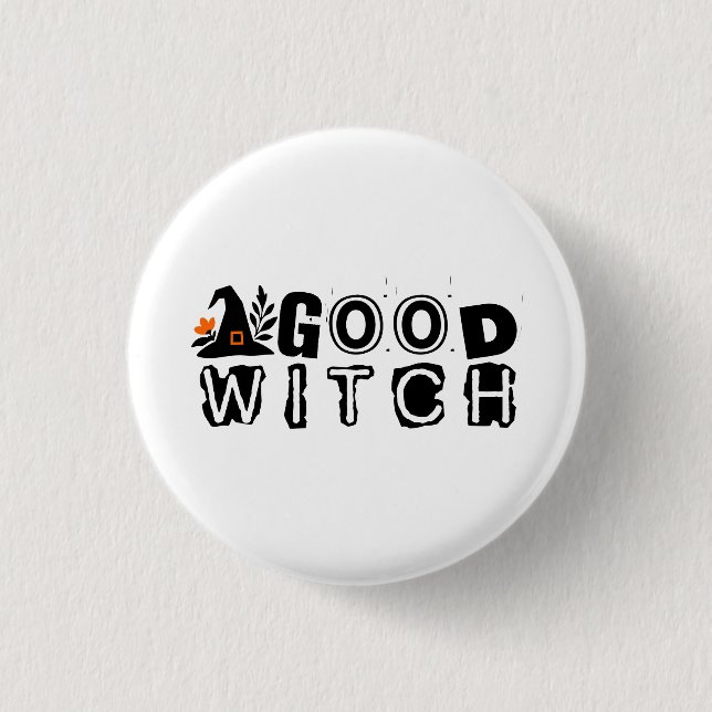 Gute Hexe Halloween Button (Vorderseite)