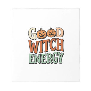 Gute Hexenenergie Vintage Halloween Vektor Design_ Notizblock