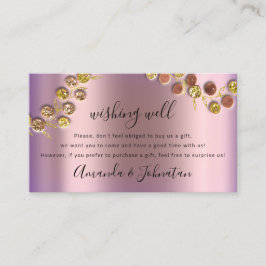 Gute Hochzeitsgeschenke Gold Kranz Lila Rose Visitenkarte