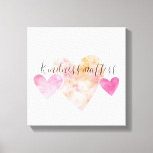 Güte ist rosa Aquarell-Herzen von Bedeutung Leinwanddruck