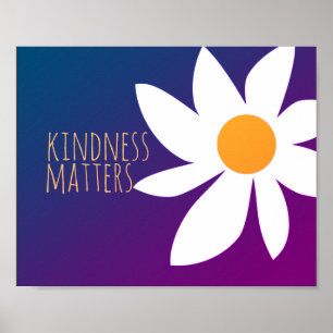 Güte ist wichtig niedliche Blume Kunst blau und li Poster