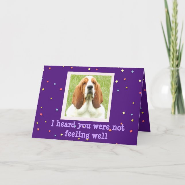 Gute Karte mit Basset Hound und Cupcakes (Vorderseite)