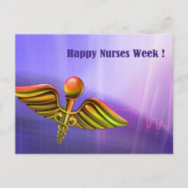 Gute Krankenwoche. Caduceus Postkarte