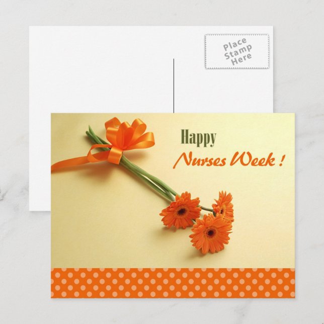 Gute Krankenwoche. Farbenfrohe Tische Postkarte (Vorne/Hinten)