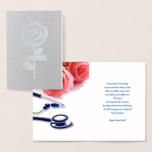 Gute Krankenwoche. Rose und Stethoscope Folienkarte