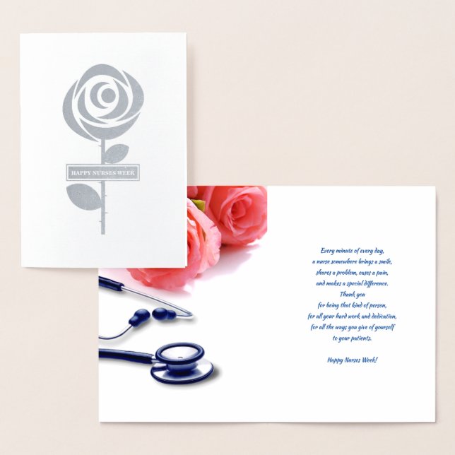 Gute Krankenwoche. Rose und Stethoscope Folienkarte (Anzeige)