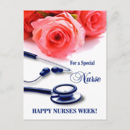 Gute Krankenwoche. Rose und Stethoscope Postkarte
