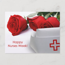 Gute Krankenwoche. Rote Rosen und Krankenpflegepla Postkarte