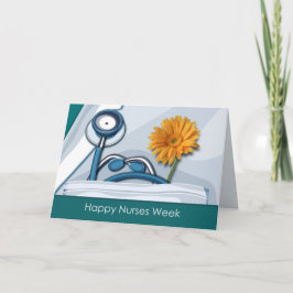 Gute Krankenwoche. Stethoscope und Daisy Dankeskarte
