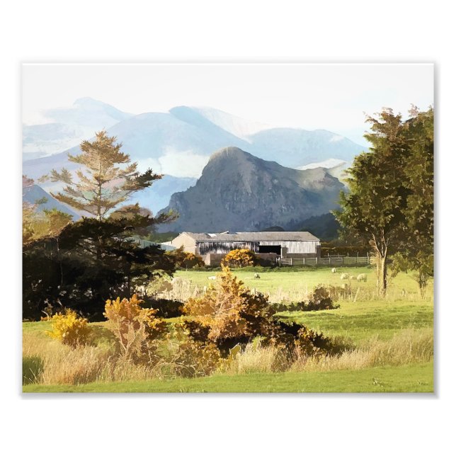 GUTE LANDWIRTSCHAFT UND BERGE FOTODRUCK (Vorne)