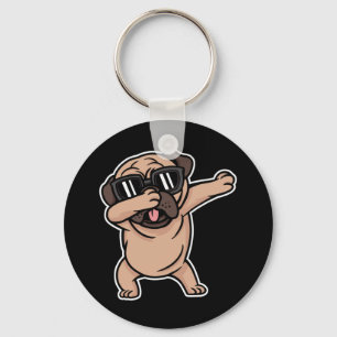 Gute Laune Mops mit Sonnenbrille Dabbing Schlüsselanhänger