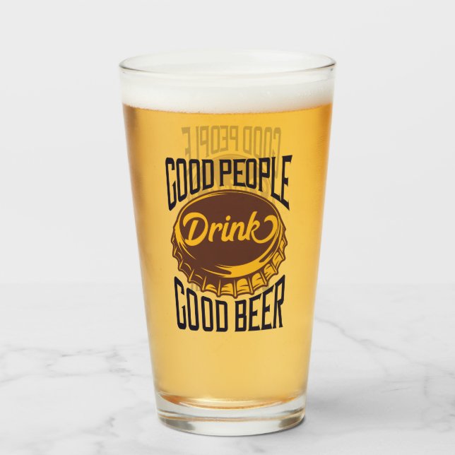 Gute Leute trinken guten Bierspass Barkeeper Glas (Rückseite (gefüllt))