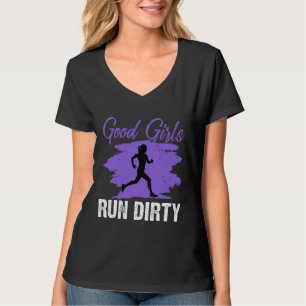 Gute Mädchen laufen schmutzigen, sonnigen Pfad Run T-Shirt