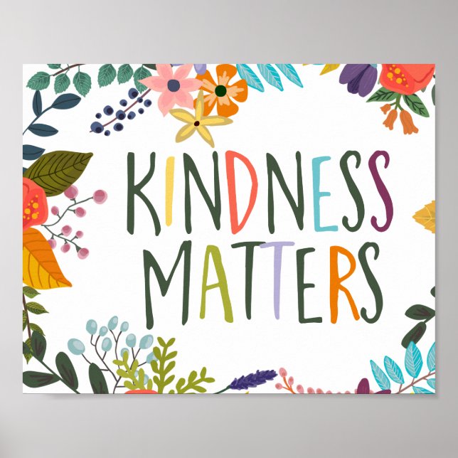 Güte Materie, gütige Zitate, Boho blumenorange Poster (Vorne)