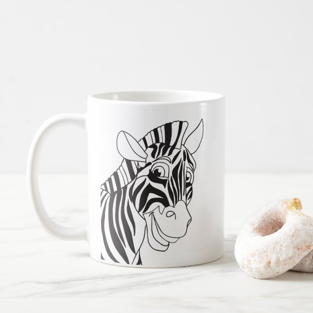 Gute Morgenbriefe Schönes Zebra Schwarz & Weiß Kaffeetasse (Mit Donut)