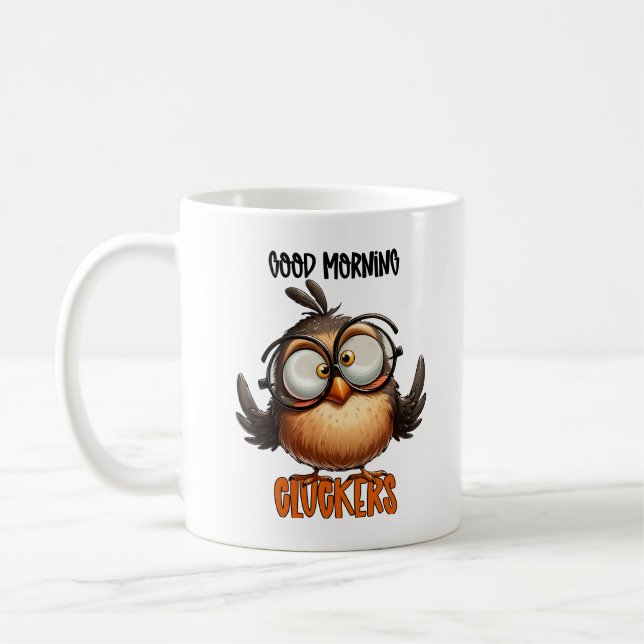 Gute Morgengrauen Funny Bird Typografy Kaffeetasse (Links)