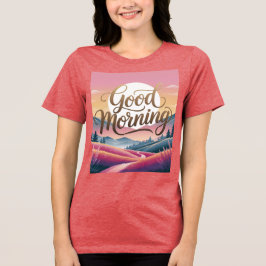 Gute Morgenkalligraphie Sonnenaufgang Rote Frauen Tri-Blend Shirt