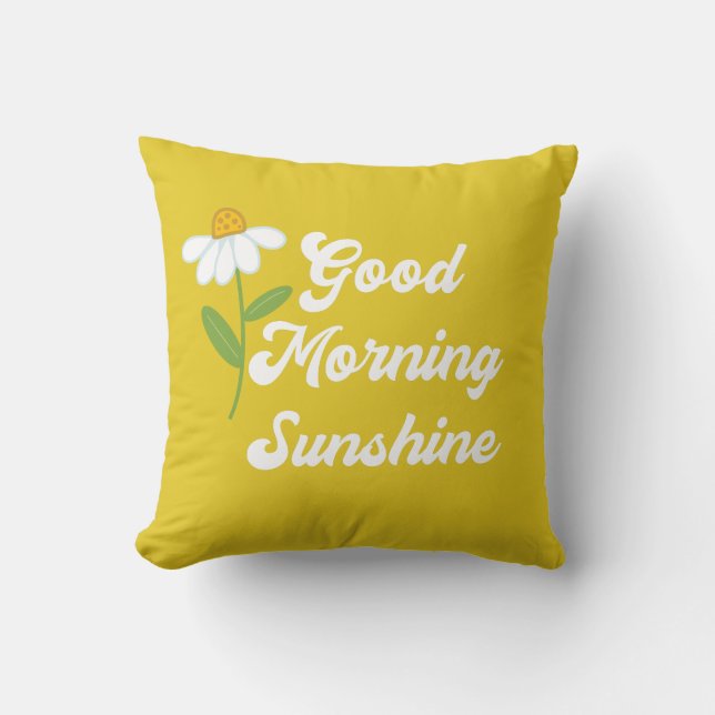 Gute Morgensonne Gelbe Blume handgeschrieben Kissen (Vorderseite)