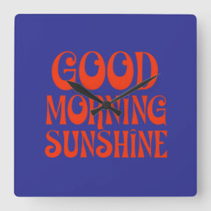 Gute Morgensonne Retrodekor drucken Quadratische Wanduhr