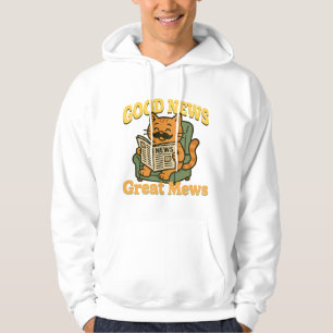 Gute Nachrichten Groß Mews Funny Cat Reading Zeitu Hoodie