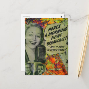 Gute Nachrichten Retro Mixed Media Collage Postkarte