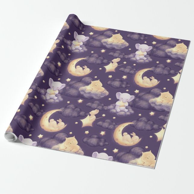Gute Nacht mit Niedlichem Baby Geschenkpapier (Ungerollt)