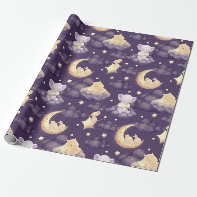 Gute Nacht mit Niedlichem Baby Geschenkpapier (Ungerollt)
