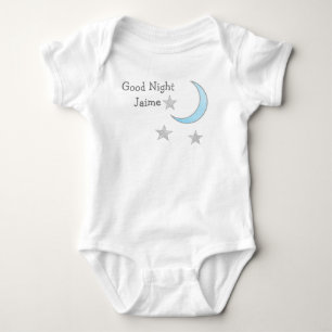 Gute Nacht (Name des Babys) Blauer Mond und Sterne Baby Strampler