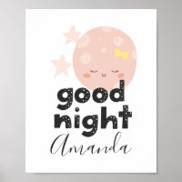 Gute Nacht. Niedlich rosa Mond. Kinderzimmer