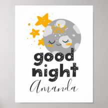 Gute Nacht. Niedlicher Mond und Sterne. Kinderzimm