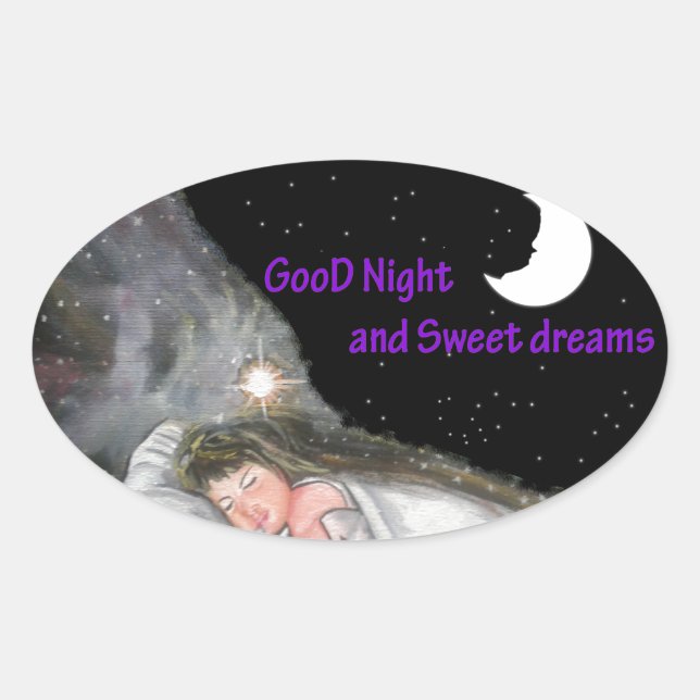 Gute Nacht Ovaler Aufkleber (Vorderseite)