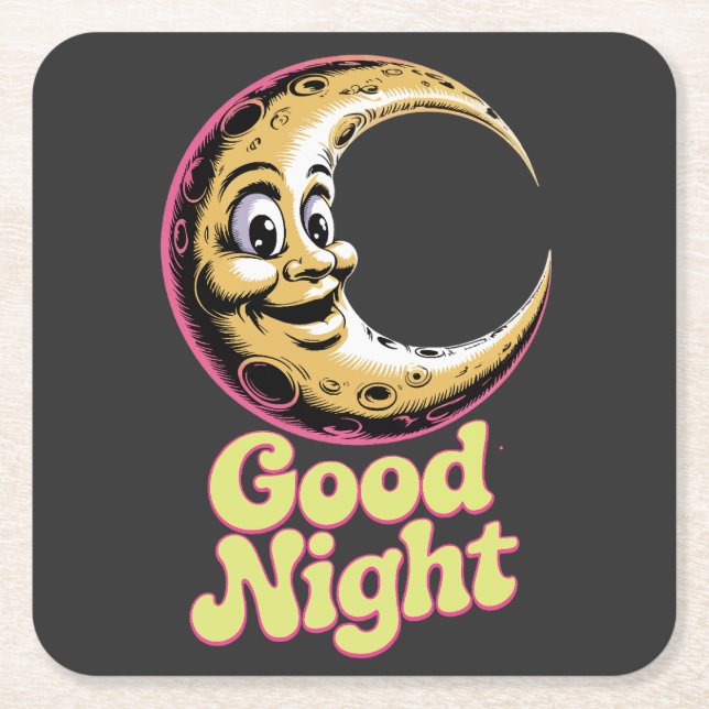 Gute Nacht Retro Moon Rechteckiger Pappuntersetzer (Vorderseite)