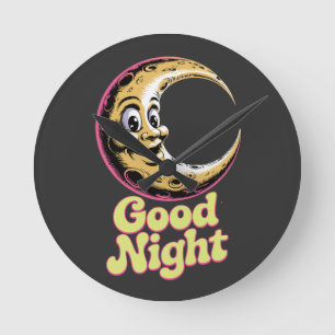 Gute Nacht Retro Moon Runde Wanduhr