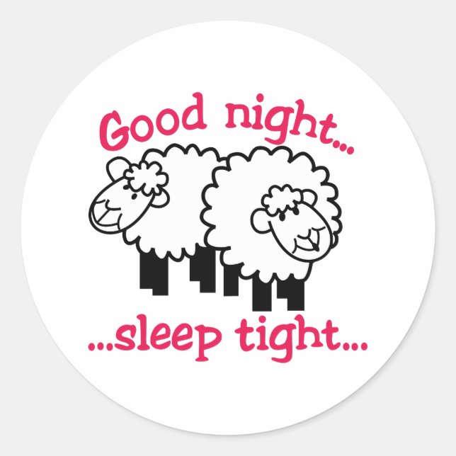 Gute Nacht Runder Aufkleber (Vorderseite)