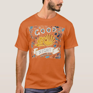 Gute Nacht Schlafende Katze Handgezeichnet T-Shirt