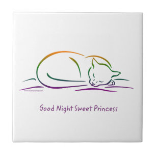 Gute Nacht süße Prinzessin (Katze) Fliese