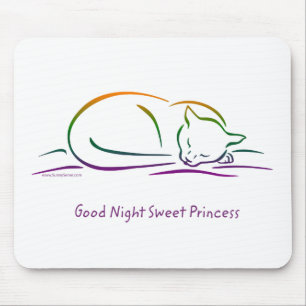 Gute Nacht süße Prinzessin (Katze) Mousepad