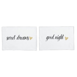 Gute Nacht u. süße Träume mit Herzen Kissenbezug