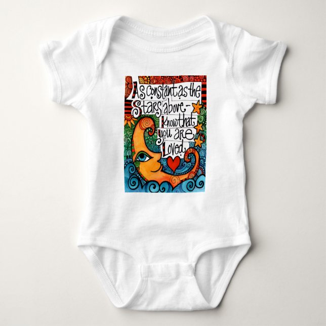 Gute Nachtmond - bunter himmlischer Mond/Luna Baby Strampler (Vorderseite)