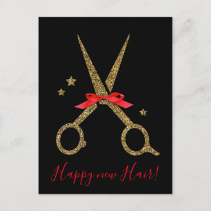 Gute neue Haare! - Goldene Glitzer-Frisur-Stylist- Postkarte