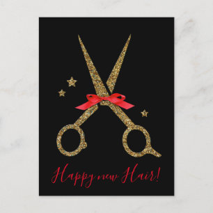 Gute neue Haare! - Goldene Glitzer-Frisur-Stylist- Postkarte
