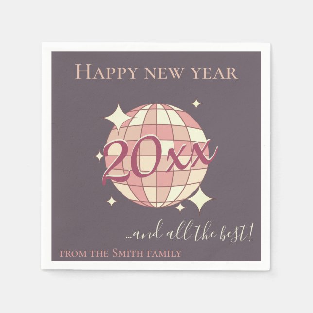 Gute Neujahrsfeier 2025: Rosa Partydekoration Serviette (Vorderseite)
