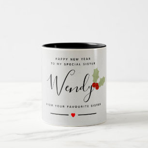 Gute Neujahrsschwester Zweifarbige Tasse