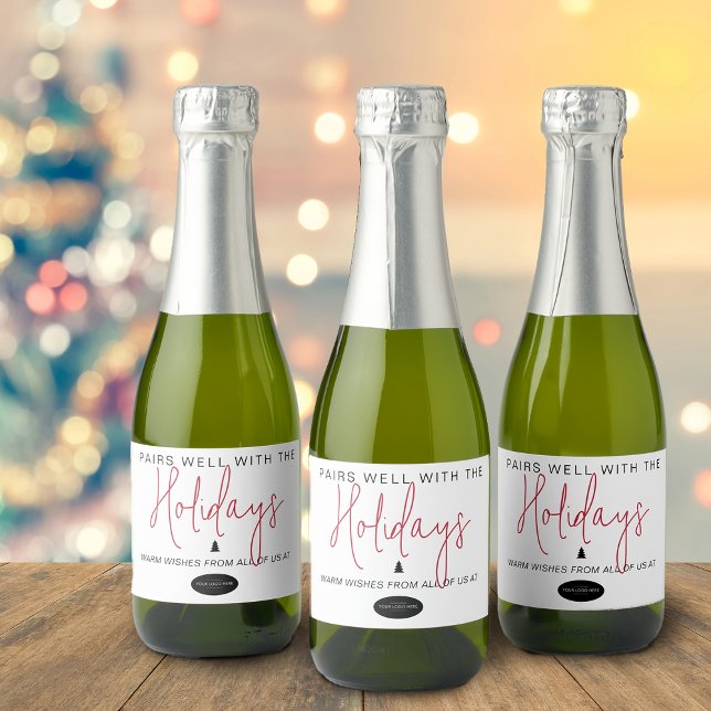 Gute Paare mit dem Logo "Holidays Add Business" (Pairs Well With The Holidays Add Business Logo Sparkling Wine Label)