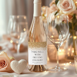 Gute Paare mit Verlobtem Gold-Glitzer Weinetikett
