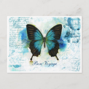 Gute Reise Blue Butterfly Victorian Travel Postkarte