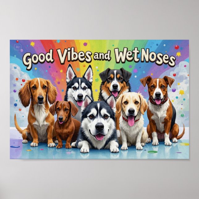 Gute Roben und feuchte Nosen spielerische Doodles Poster (Vorne)